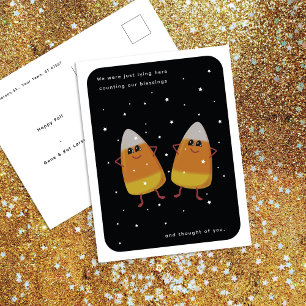 Cartão Postal De Festividades Duo de Candy Corn "Contando Nossas Bênçãos" Outono