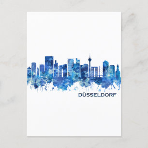 Cartão Postal De Festividades Dusseldorf Alemanha Skyline Blue
