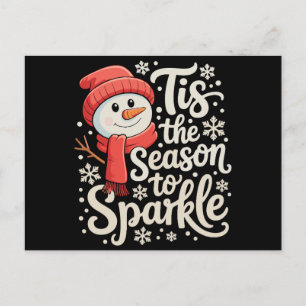 Cartão Postal De Festividades É a Temporada de Brilhar Boneco de Neve Natal 