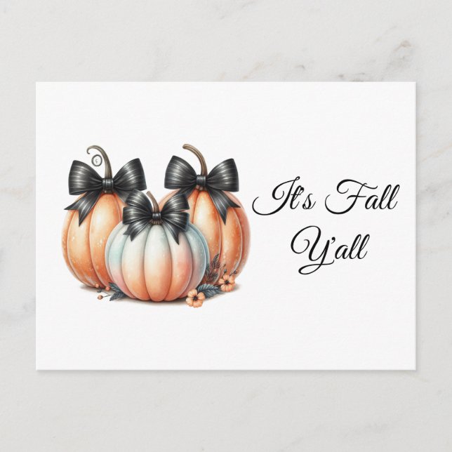 Cartão Postal De Festividades É outono Y'all: Pastel Pumpkins (Frente)