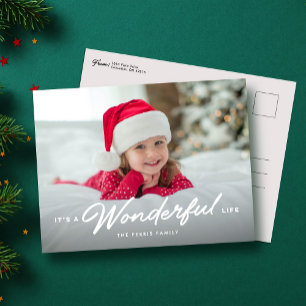 Cartão Postal De Festividades É uma vida maravilhosa, uma foto de Natal simples