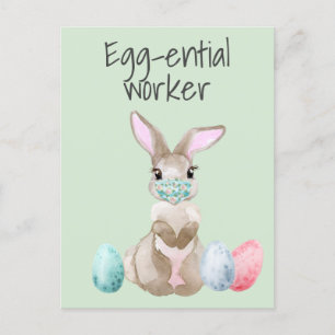 Cartão Postal De Festividades Easter bunny Funny Essential Worker Covid