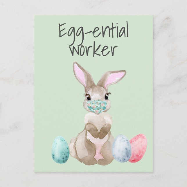Cartão Postal De Festividades Easter bunny Funny Essential Worker Covid (Frente)