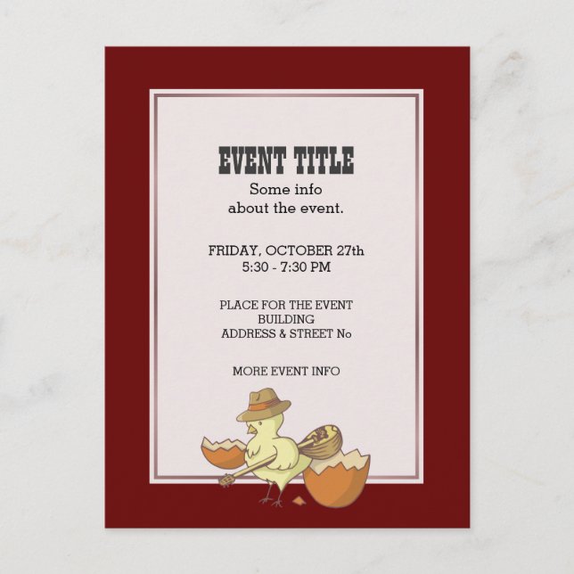 Cartão Postal De Festividades Easter Chick with Bouzouki (Frente)