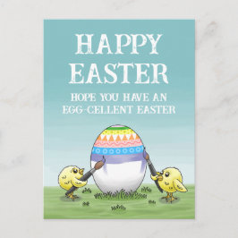 Cartão Postal De Festividades Easter egg painting chickens