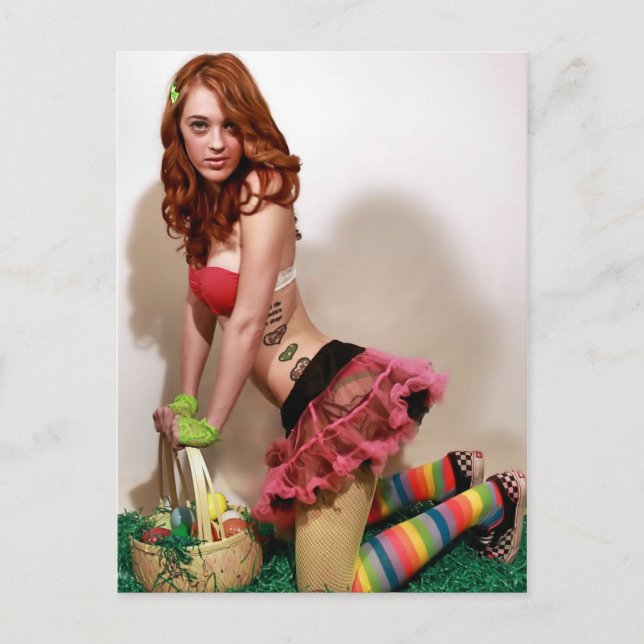 Cartão Postal De Festividades Easter Pin Up (Frente)