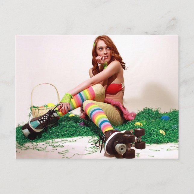 Cartão Postal De Festividades Easter Pin Up (Frente)