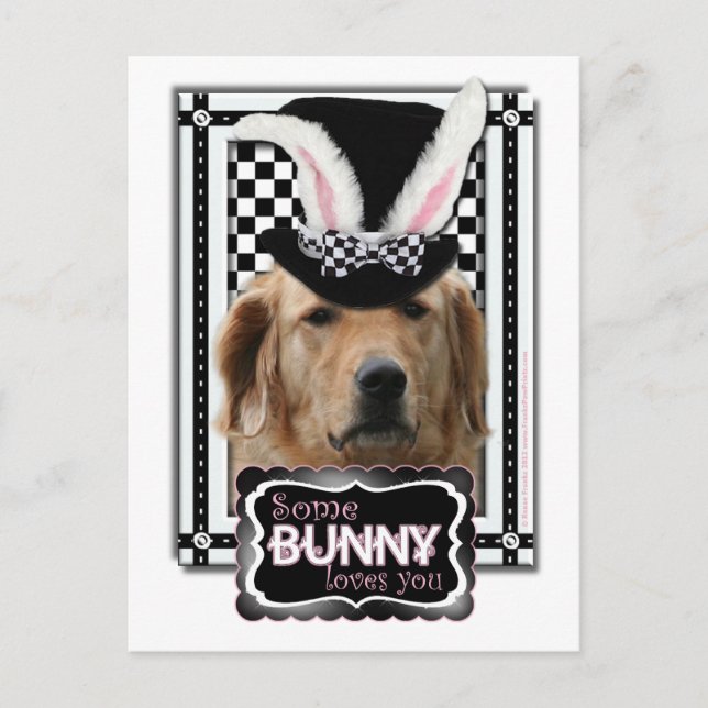 Cartão Postal De Festividades Easter - Some Bunny Loves You - Golden Retriever (Frente)
