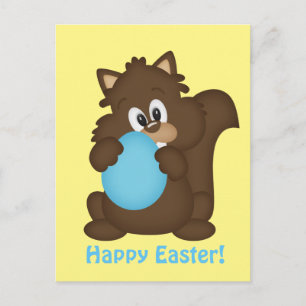 Cartão Postal De Festividades Easter squirrel Holiday greeting postcard