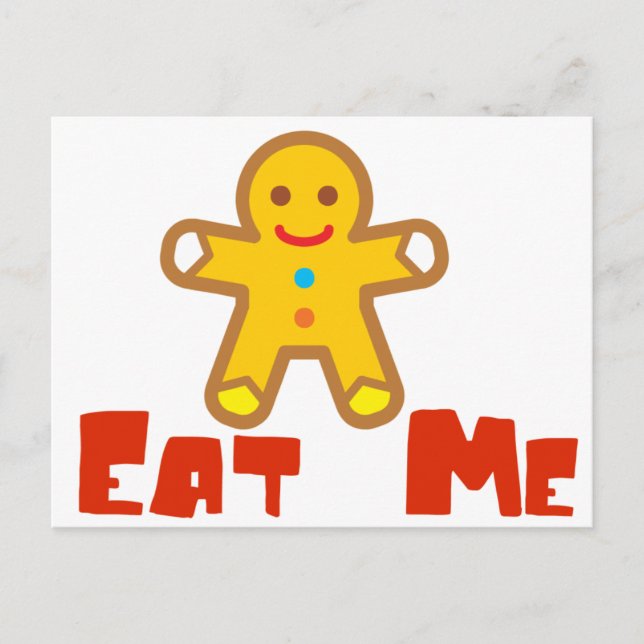 Cartão Postal De Festividades Eat me Gingerbread man Holiday Humor (Frente)