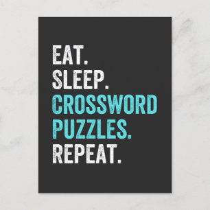 Cartão Postal De Festividades Eat.Sleep. Crossword Puzzles. Repeat.