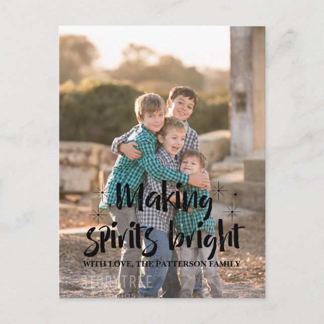 Cartão Postal De Festividades Ebony Starry Fazer Spira Foto de Feriado Brilhante (Frente)