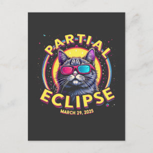 Cartão Postal De Festividades Eclipse Parcial 2025 Astronomy KItten Amantes