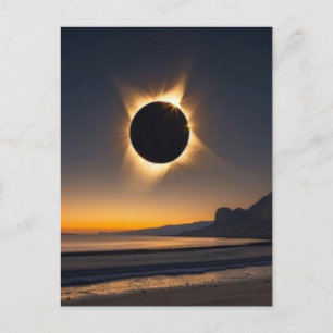 Cartão Postal De Festividades Eclipse solar total de 12 de agosto de 2026 na Gro
