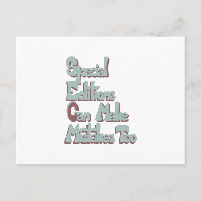 Cartão Postal De Festividades Edições Especiais Podem Cometer Erros Também (Frente)