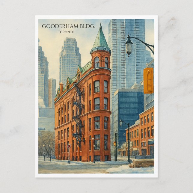 Cartão Postal De Festividades Edifício Gooderham Toronto Flatiron Arte de Postal (Frente)