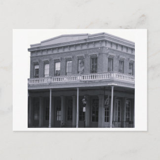 Cartão Postal De Festividades Edifício Simples Preto e Branco Vintage