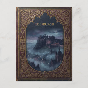 Cartão Postal De Festividades "EDINBURGH" Capa de Livro de Couro Vintage com Cas