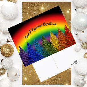 Cartão Postal De Festividades Editable Rainbow Christmas Tree