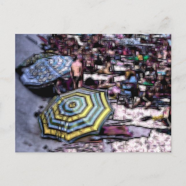 Cartão Postal De Festividades Efeito digital de praia do estilo "impressão" (Frente)