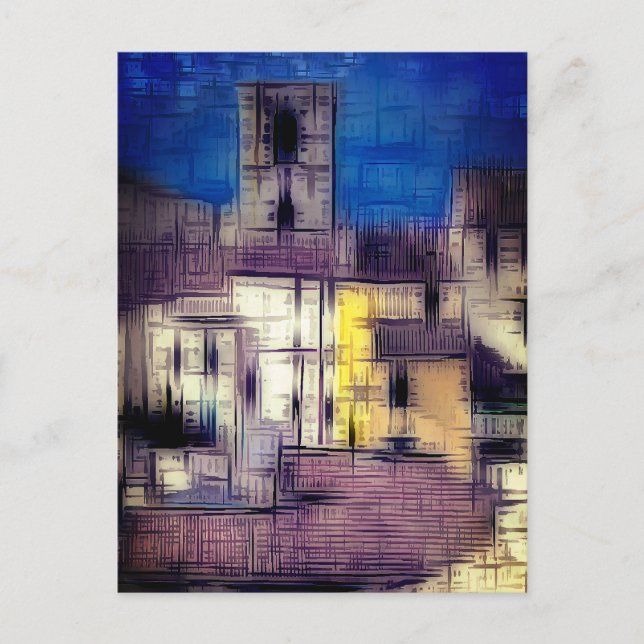 Cartão Postal De Festividades Efeito digital do estilo "impressionante" na aldei (Frente)