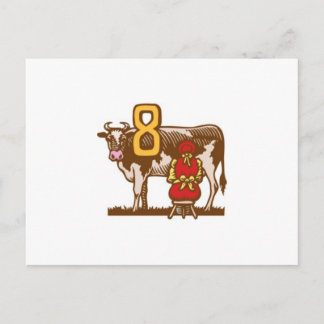 Cartão Postal De Festividades Eight Maids a-Milking