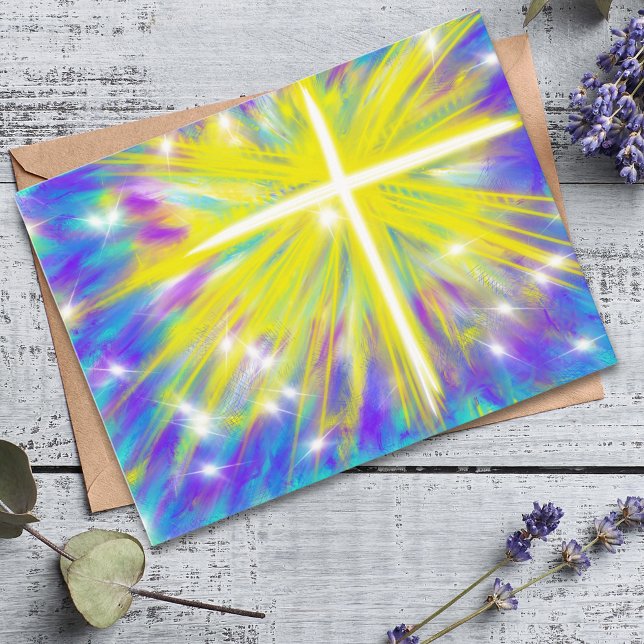 Cartão Postal De Festividades Ele é Risen Páscoa Christian Modern Art Design (He is Risen Easter cross modern abstract art holiday greetings budget postcard )