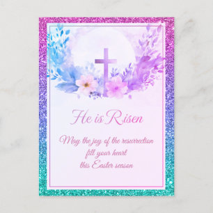 Cartão Postal De Festividades Ele Ressuscitou Água-Forte Floral Páscoa, Religios