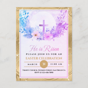 Cartão Postal De Festividades Ele Ressuscitou Água-Forte Floral Páscoa, Religios