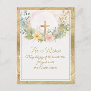 Cartão Postal De Festividades Ele Ressuscitou Água-Forte Floral Páscoa, Religios