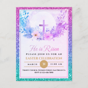 Cartão Postal De Festividades Ele Ressuscitou Água-Forte Floral Páscoa, Religios