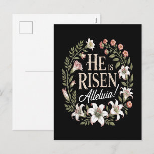 Cartão Postal De Festividades Ele Ressuscitou Alleluia Floral Páscoa Cristã