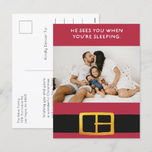 Cartão Postal De Festividades Ele vê você quando você está dormindo foto