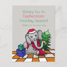 Cartão Postal De Festividades Elefante de Natal Personalizado