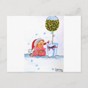 Cartão Postal De Festividades Elefante do Natal