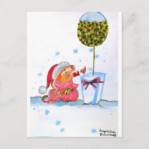 Cartão Postal De Festividades Elefante do Natal