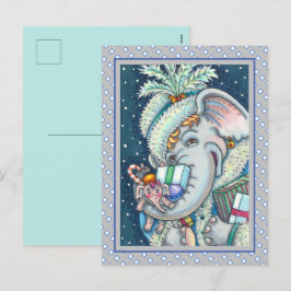 CARTÃO POSTAL DE FESTIVIDADES ELEFANTE DO NATAL, TRISTE DE PRESENTES E BOA CADEI