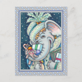 CARTÃO POSTAL DE FESTIVIDADES ELEFANTE DO NATAL, TRISTE DE PRESENTES E BOA CADEI