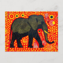 Elefante Preto com Padrão de Bolha Laranja