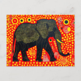 Cartão Postal De Festividades Elefante Preto com Padrão de Bolha Laranja