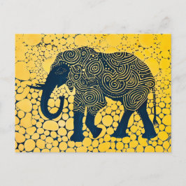 Cartão Postal De Festividades Elefante Preto e Amarelo em Honeycomb