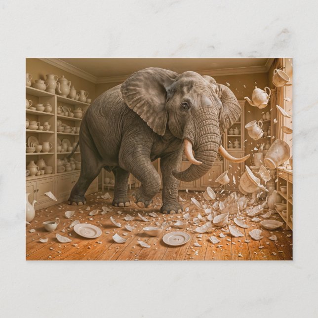 Cartão Postal De Festividades Elefante Rampages Através do Compro China (Frente)