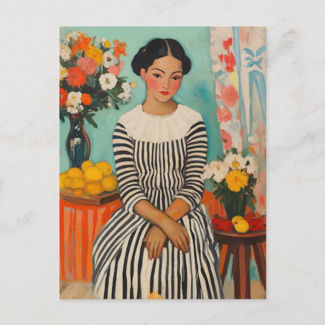 Cartão Postal De Festividades Elegância com Flores (Frente)