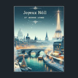 Cartão Postal De Festividades Elegância de inverno parisiense<br><div class="desc">Entra numa terra maravilhosa de inverno parisiense com o nosso cartão de Natal "Elegância de inverno Parisiense". Esta bela carta captura o romance e o encanto de Paris durante a estação festiva. Desde as luzes cintilantes ao longo do Sena até a majestosa Torre Eiffel brilhando com alegria de férias, cada...</div>