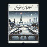 Cartão Postal De Festividades Elegância Parisiense de inverno, Cidade das Luzes<br><div class="desc">Entra numa terra maravilhosa de inverno parisiense com o nosso cartão postal de Natal "Elegância Parisiense de inverno". Esta bela carta captura o romance e o encanto de Paris durante a estação festiva. Desde as luzes cintilantes ao longo do Sena até a majestosa Torre Eiffel brilhando com alegria de férias,...</div>
