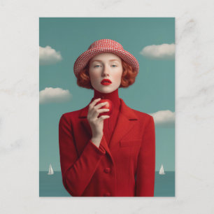 Cartão Postal De Festividades Elegância Vermelha com a Apple