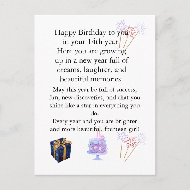 Cartão Postal De Festividades Elegant Birthday Card for Her – Personalized Greet (Frente)