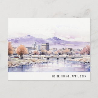 Cartão Postal De Festividades Elegant Boise, Idaho Watercolor Landscape Travel