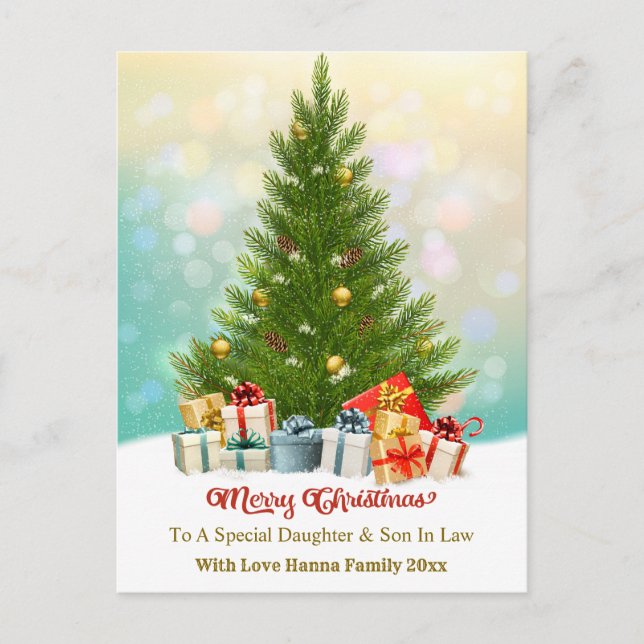 Cartão Postal De Festividades Elegant Family Holiday Present I Christmas Tree (Frente)