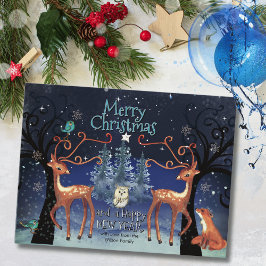 Cartão Postal De Festividades Elegant Forest Animals Christmas Postcard | Deer